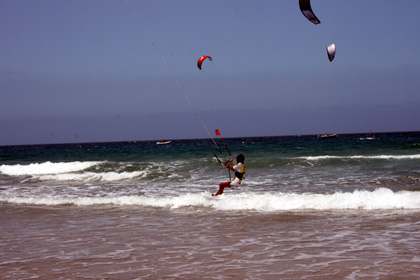 Kiteboard, departure of jump in Famara
